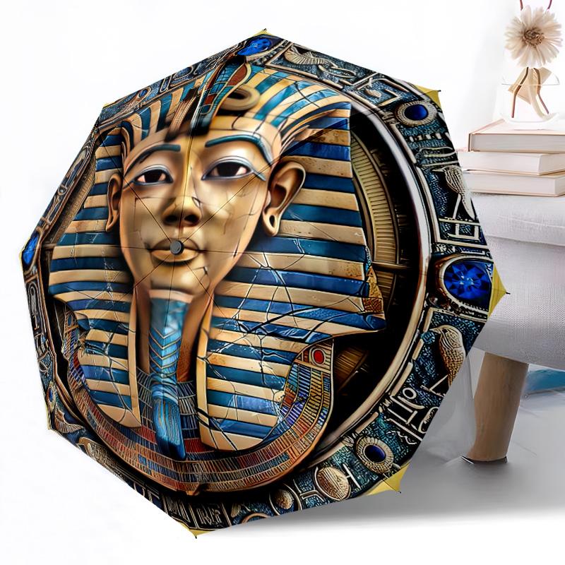 

Ancient Egyptian Symbolism Compact Travel Automatic Umbrella Compact & Durable 8-Rib Design Sturdy Construction Perfect for Outdoor Adventures