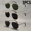 3PCS Vintage Metal Men Sunglasses Brand Designer Sun Glasses Women Female Classic Driving Eyewear