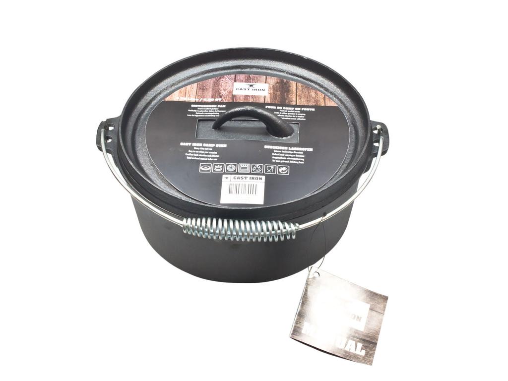 3L CAST IRON HUNTING POT with LID, SOLID, FOR CAMPFIRE, GRILL