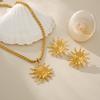 NEW VINTAGE SUN NECKLACE EARRINGS SET Dazan 2025 Summer HOT 18k Gold Plated Tarnish Free Stainless Steel Lover Set Jewelry