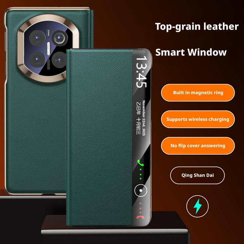 

Премиальный чехол из натуральной кожи для Huawei Mate X7 X6 X5, магнитный, Smart Touch View, без откидной крышки для ответа, ультратонкая рамка, чехол Genuine Leather&Huawei Mate X6