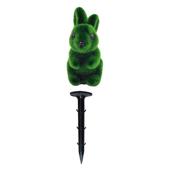 Rabbit Artificial Topiary Ball Easter Bunny Faux Topiary Stake Green Rabbit Artificial Plant with Spike for Easter Porch Indoor Outdoor Decor