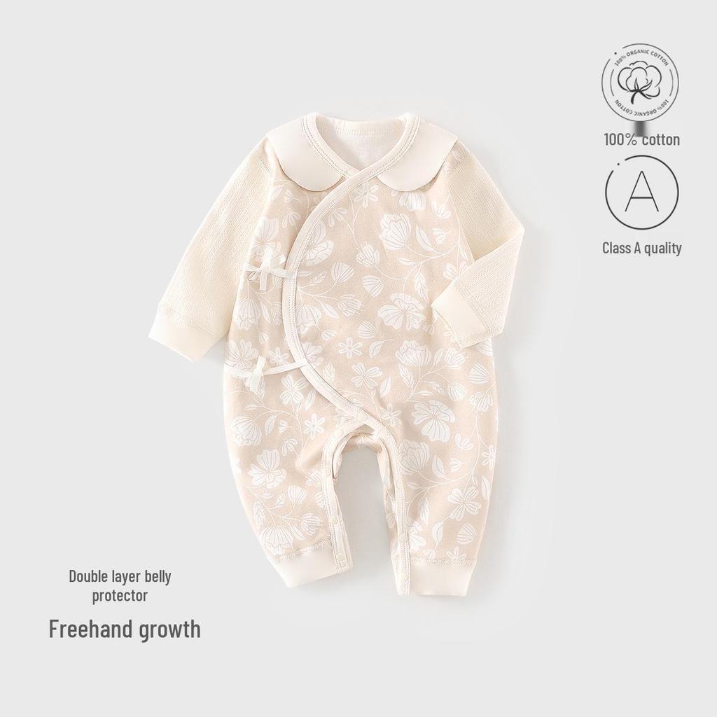 Newborn Pure Cotton Baby Jumpsuit: Spring & Autumn Monk Style Bodysuit for Infants & Toddlers