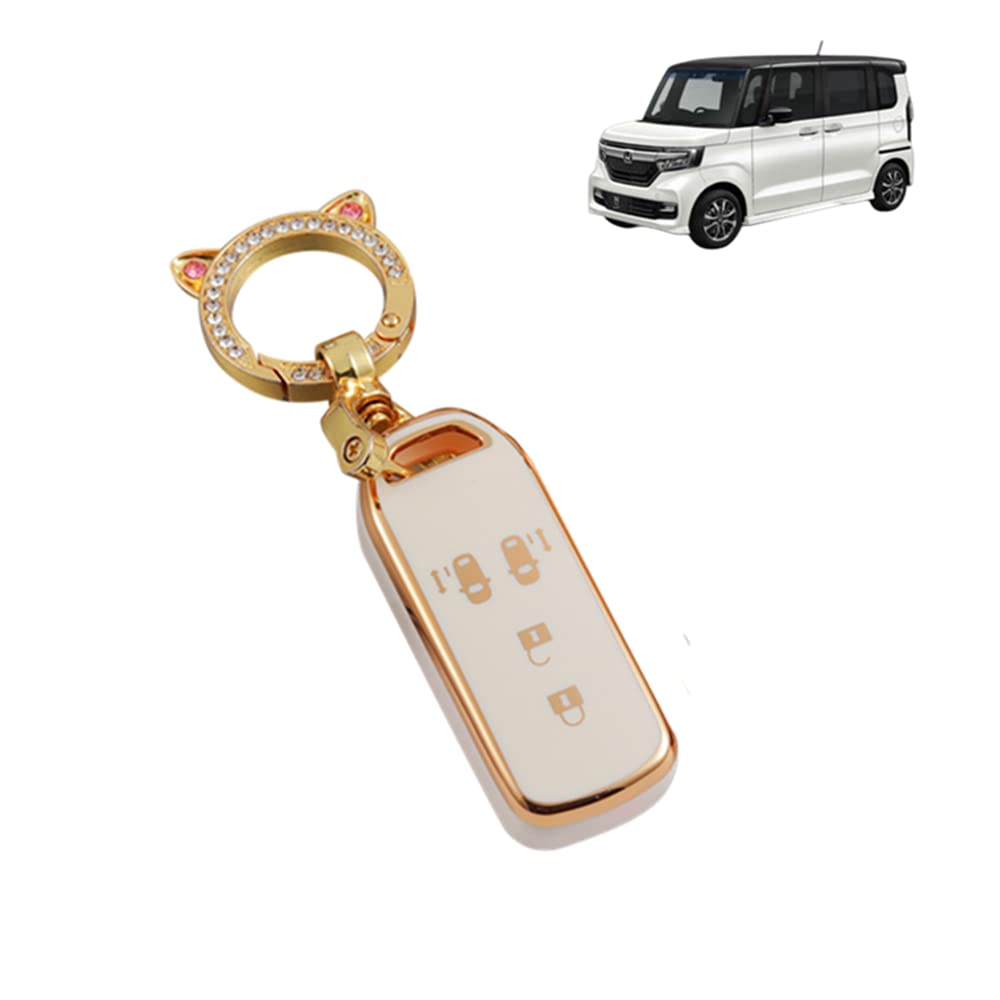 

Брелок-чехол для ключа Nacalikeey, совместимый с Honda N Series, чехол для ключа Honda New NBOX, кастомный чехол для ключа NONE, SLASH, чехол для ключа Nacalikeey с кошачьими ушками из ТПУ белый