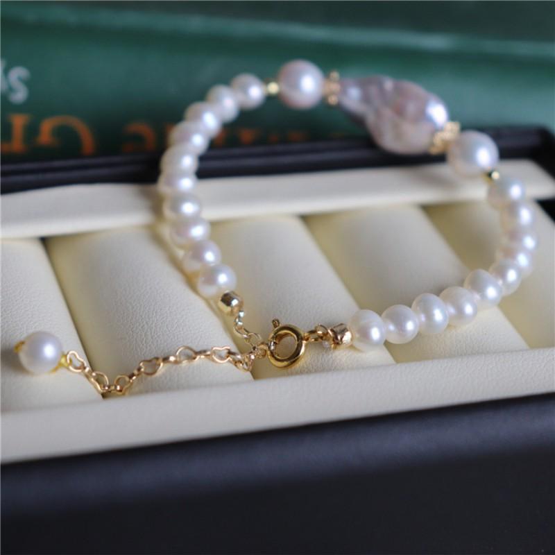 Handmade Freshwater Pearl Bracelet Minimalist Vintage Layering Style Elegant Womens Jewelry