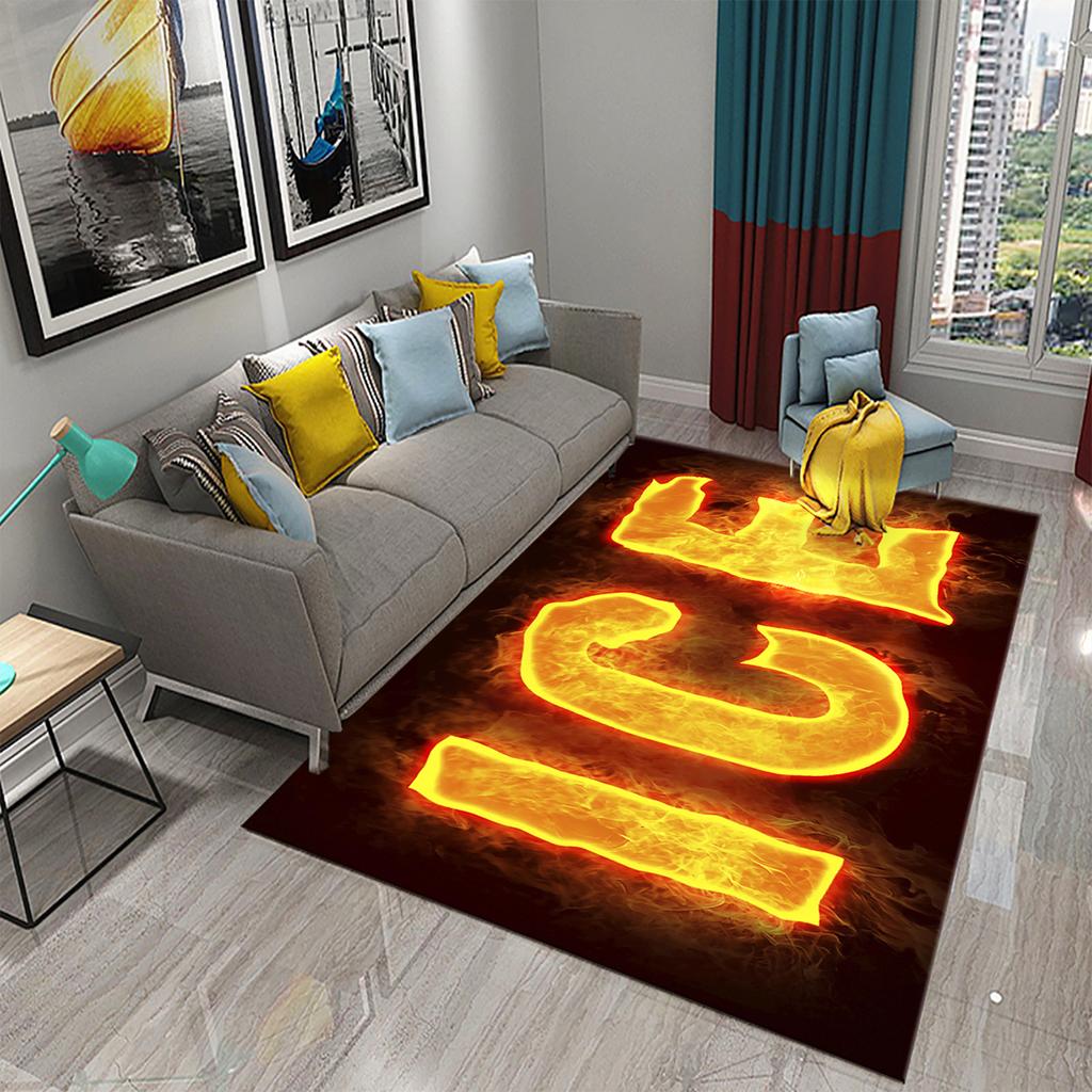 Household large-area carpet teenager boy bedroom living room non-slip floor mat ice and fire theme carpet Tai Chi carpet