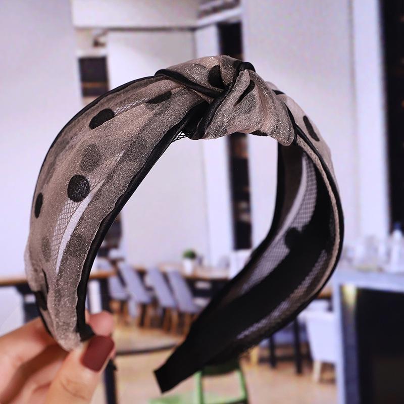 

Женская повязка на голову в корейском стиле в горошек с бантом из сетки - Универсальный модный аксессуар для волос для улицы