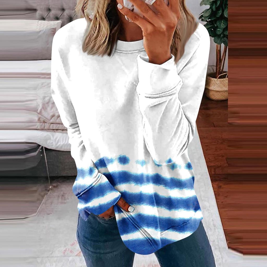 Long Sleeve Shirts For Women Cute Print Graphic Tees Blouses Casual Plus Size Basic Tops Pullover