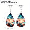 2 Pairs Aurora Landscape PU Leather Earrings Fashion Earrings Holiday Gifts for Friends Party Fashion Accessories Elegant Earrings Party Earrings