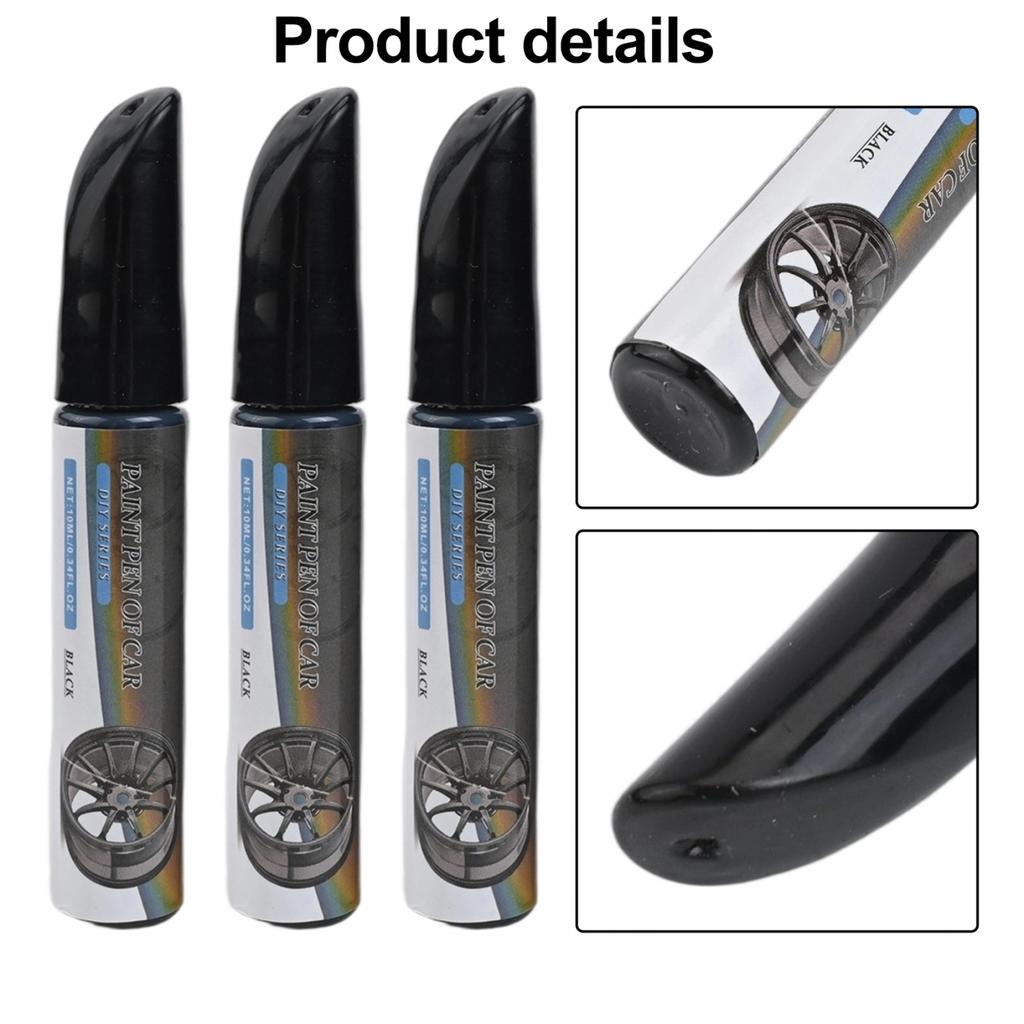 Black Rim Scratch Repair Paint Pen Set of 3 for Easy Wheel Restoration