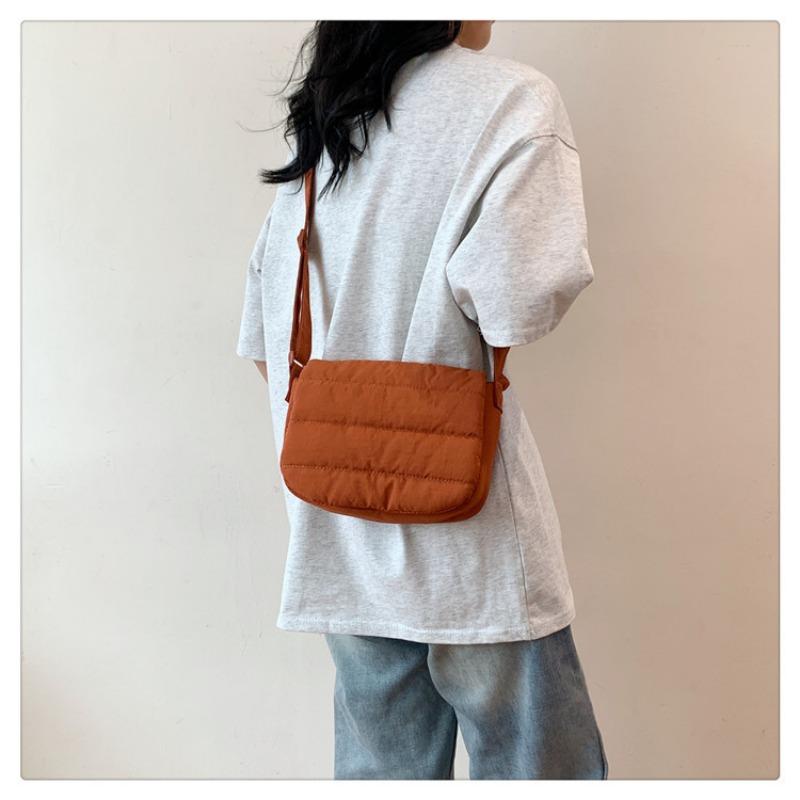 Embroidery Thread New Solid Color Small Fresh Shoulder Bag Gentle Lazy Wind Simple Age Reduction Messenger Small Square Bag
