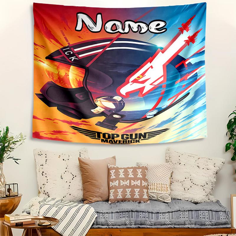 Personalized Top Gun Maverick Background Tapestry,Custom Name Birthday Party,Multifunctional Wall Decoration for Home Decor,Various Occasions