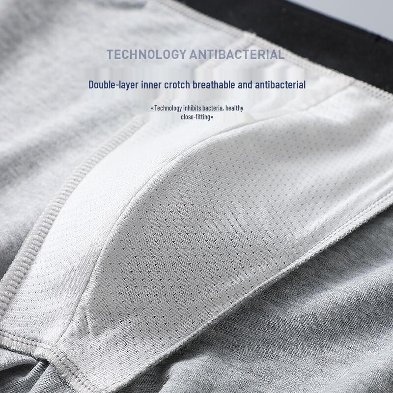 Langsha Men's Combed Cotton Antibacterial Boxer Briefs (4-Pack Classic Solid)