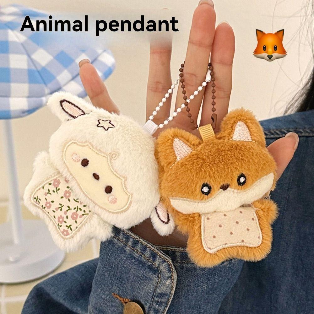 Kawaii Style Soft Fabric Animal Keychain Cartoon Design Fluffy Bag Pendant Bag Charm Gifts