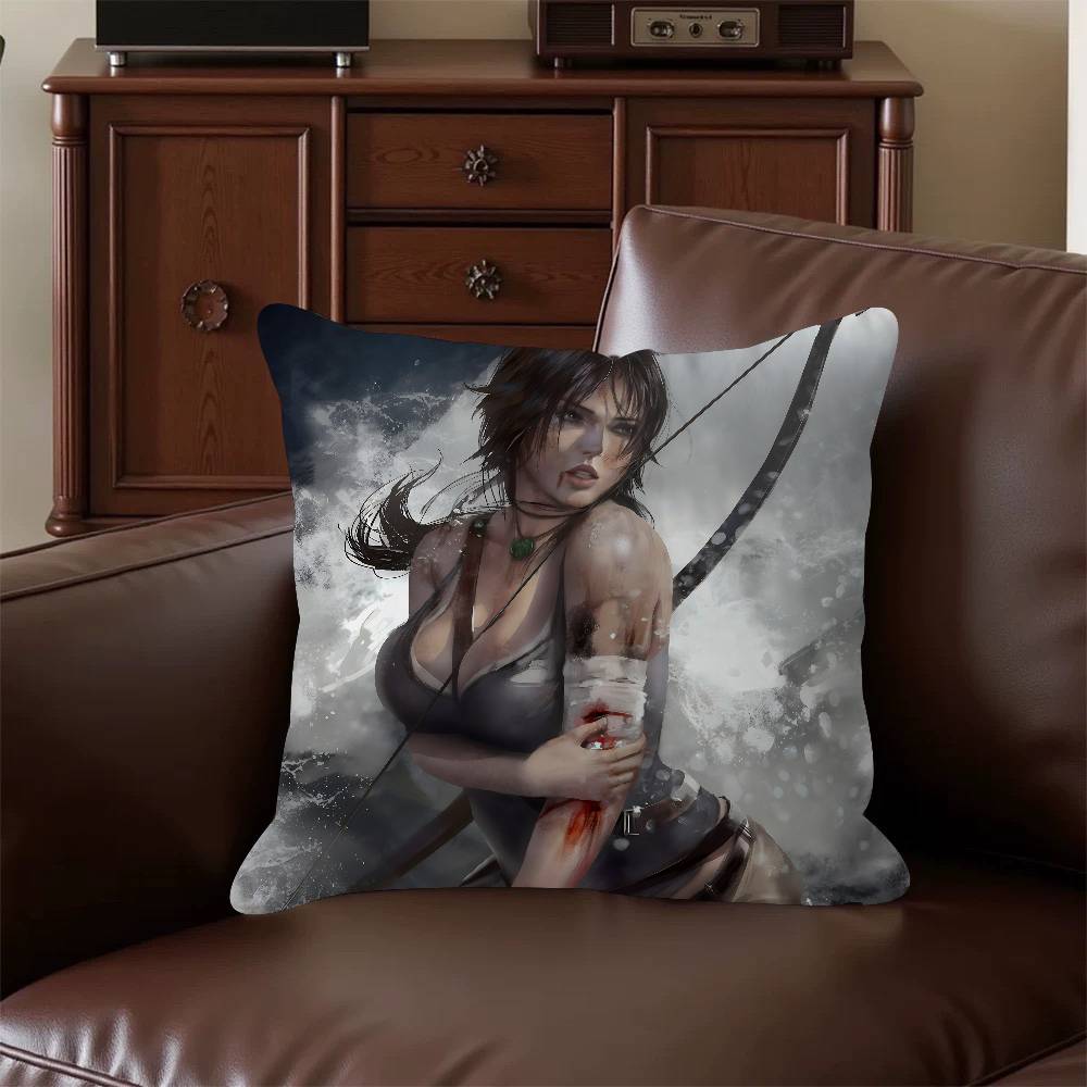 

T-Tomb Raider Anime Games Pillow Cushion Cover Pillowcase Living Room Sofa Home Decor Customized 16x16Inch