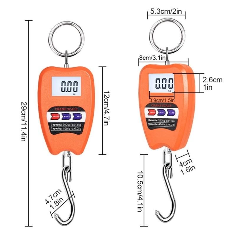 Precise Heavy Duty 200kg Digital Handheld Scale Industrial ABS Construction Multiple Unit Conversion Hanging Hook Design