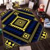 Geometric Tribal Pattern Carpet in Blue and Yellow Tones, Modern Design Suitable for use as an anti-slip for living room bedroom sofas