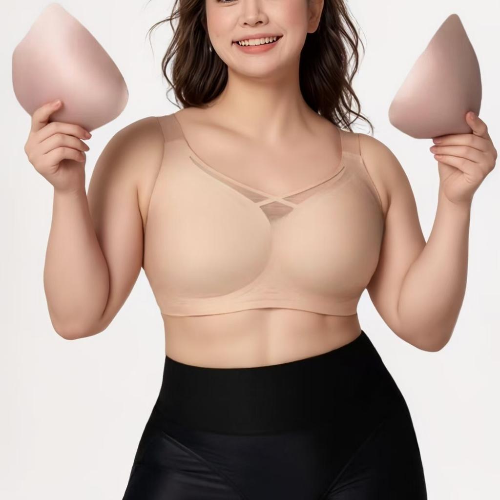 Sutiene Mărimi Mari cu Plasă Fără Cusături și Design Subțire pentru Sâni Mari Fără Armătură Anti-expunere și Sutiene cu Suport Lateral