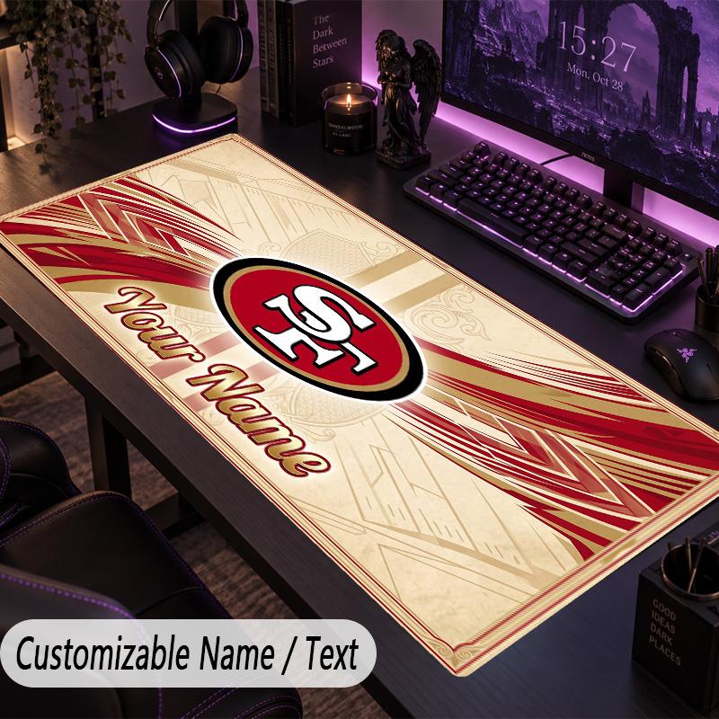 Large Mouse PadSan Francisco 49ers Custom Name Text Personalized Desk Mat Non Slip Gaming Pad
