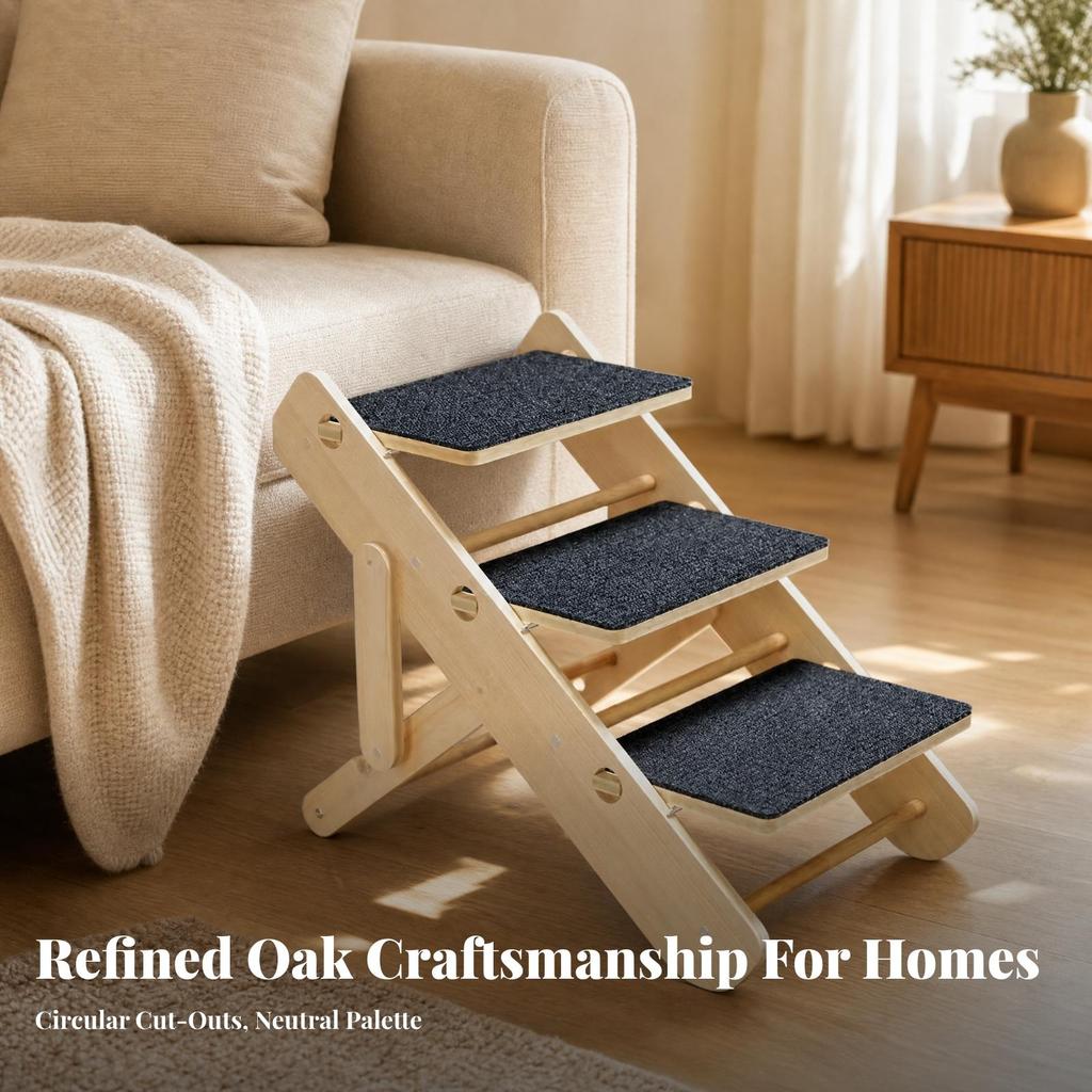 Wooden Pet Staircase Portable Adjustable Dog Ramp for Sofa Access