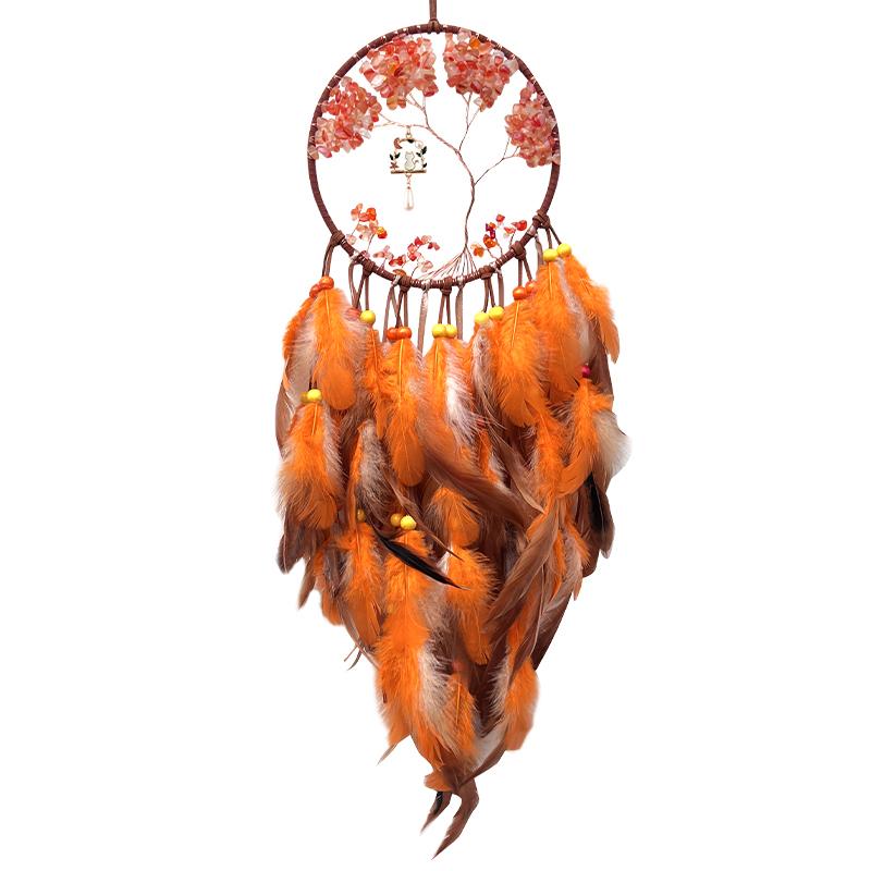 Crystal Stone Tree of Life Dream Catcher Hand-woven Wind Chimes Wall Hanging Ornaments For Living Room Bedroom Festival Gifts