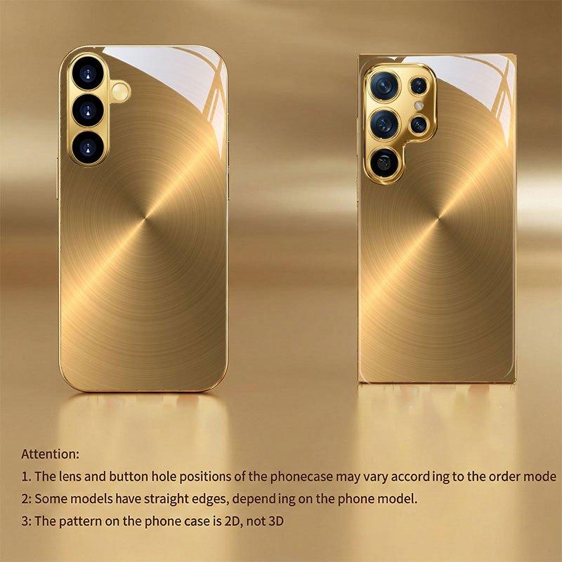 Gold brushed star patterned glass phone case suitable for Samsung Galaxy S26 S25 S24 S22 S21 S20 FE Ultra Plus shock absorption