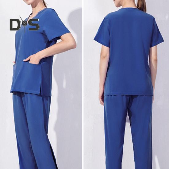 V-Ausschnitt, Kurzarm, Oberteile für OP-Uniformen, Taschen, seitlicher Schlitz, Krankenhaus-Arbeitsoberteile, Oberteile für Krankenschwestern, Zahnarztpraxen, Arbeitskleidung