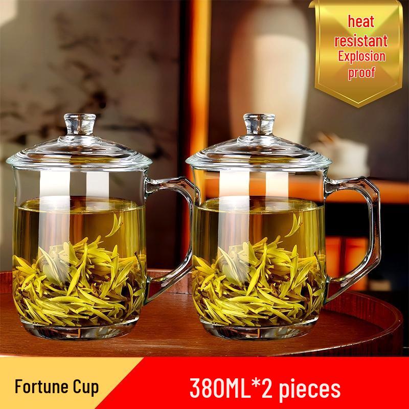 HANDUNYOU Heat-Resistant Glass Cup Set with Handle and Lid