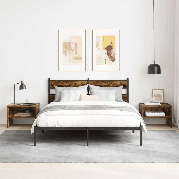Table de chevet - Maison Exclusive - Chêne fumé - Bois d'ingénierie - 40 x 30 x 30 cm