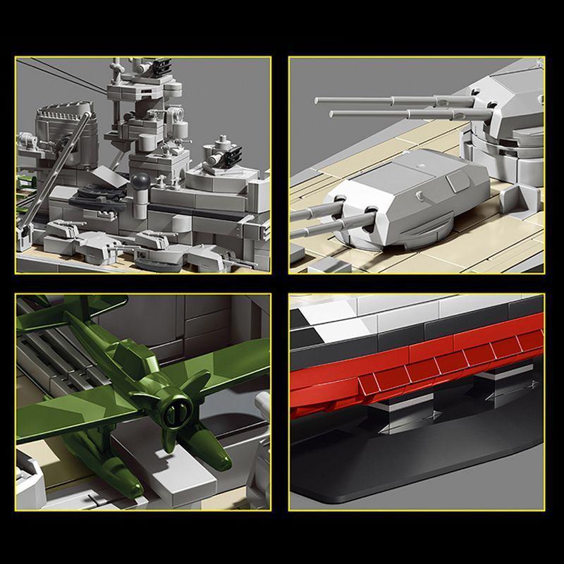 Compatible Bismarck Battleship Model Blocks - Military Assembly Toy for Boys