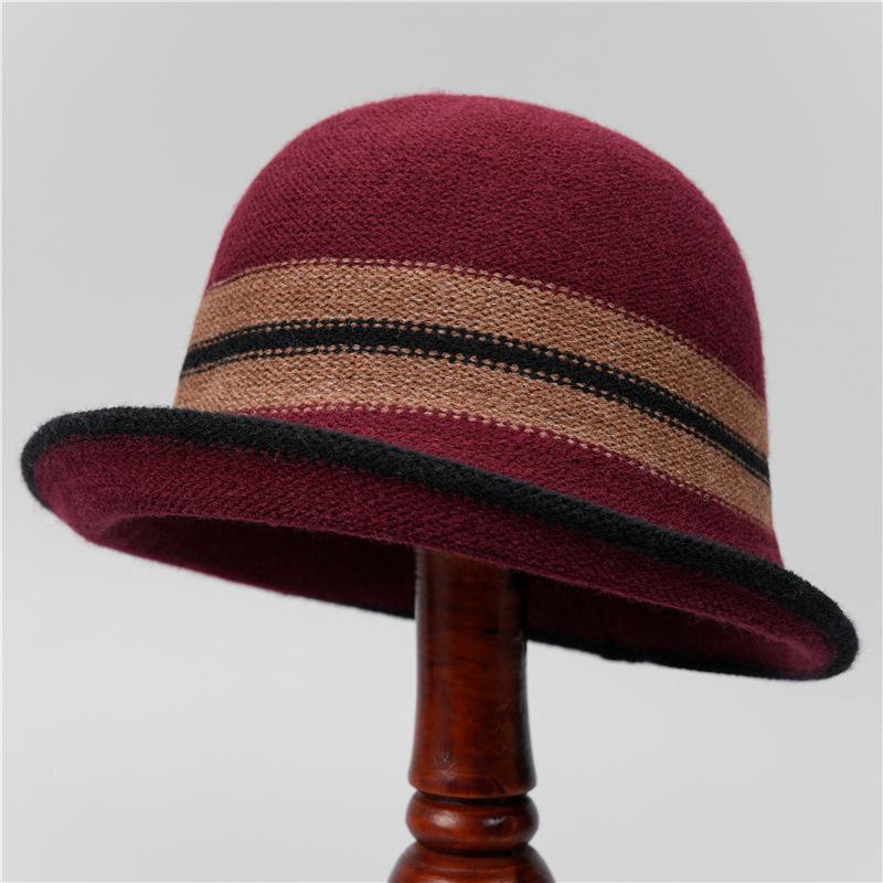 Dome Knitted Bucket Hat Women'S Tide Casual Versatile Mother Crimped Basin Hat Shows Small Face