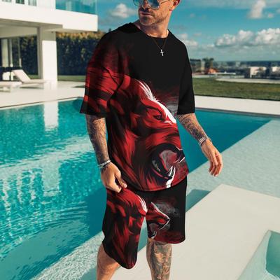 Summer Beach 3D Men\'s T-shirt Suit Sportswear Men's Oversized Clothing T-shirt Casual Shorts Suit Men\'s T-shirt Two-piece Set