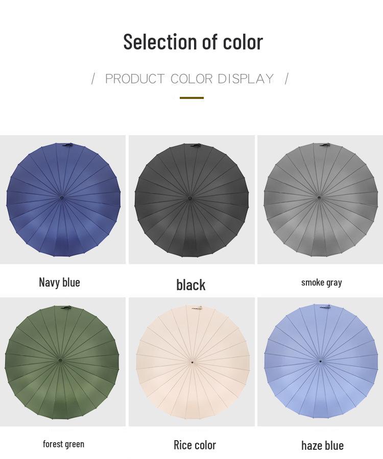 Long-Handled 24-Rib Large Double Umbrella, Reinforced & Thickened for Business, Custom Logo Available, Golf-Style Men's Umbrella
