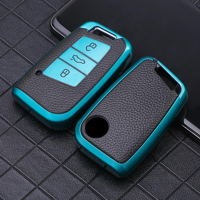 Women's Leather Pattern Car Key Case for 2023 Volkswagen Magotan, Passat, CC Weilan B8