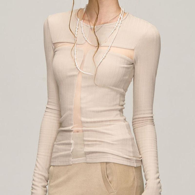 See Through Sexy Black Gothic Tshirts Y2k Aesthetic Cross Gauze Patchwork Women Tees Casual Grunge Harajuku T-shirt Femme