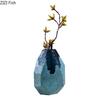 Geometric Texture Glass Vase Modern Blue Flower Pots Desk Decoration Flowers Arrangement Floral Vases Room Aesthetic Decor