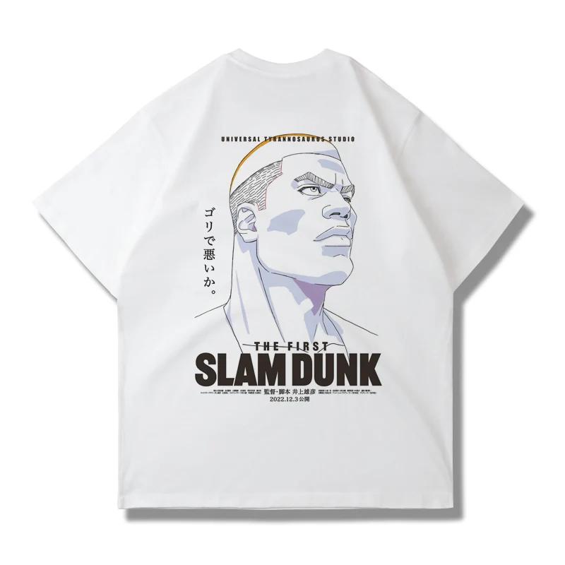Japanese Anime Slam Dunk Master Big Movie Blockbuster Short Sleeve T-shirt Summer Loose 100% Cotton Sakura Ikebana