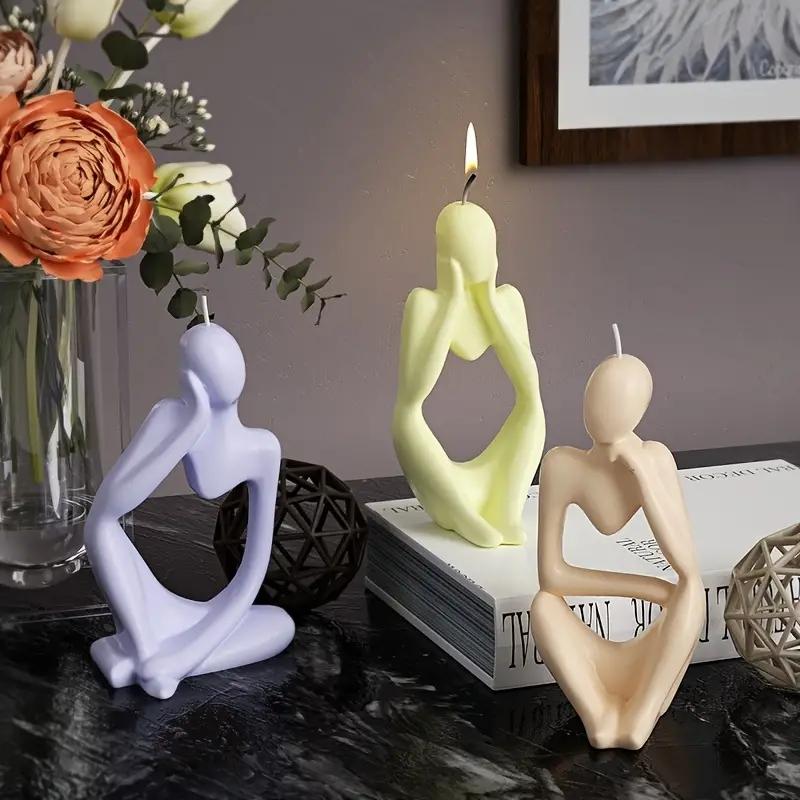 3Pcs Human Figure Sculpture Silicone Mold Set for Aromatherapy Candles and Plaster Decorations