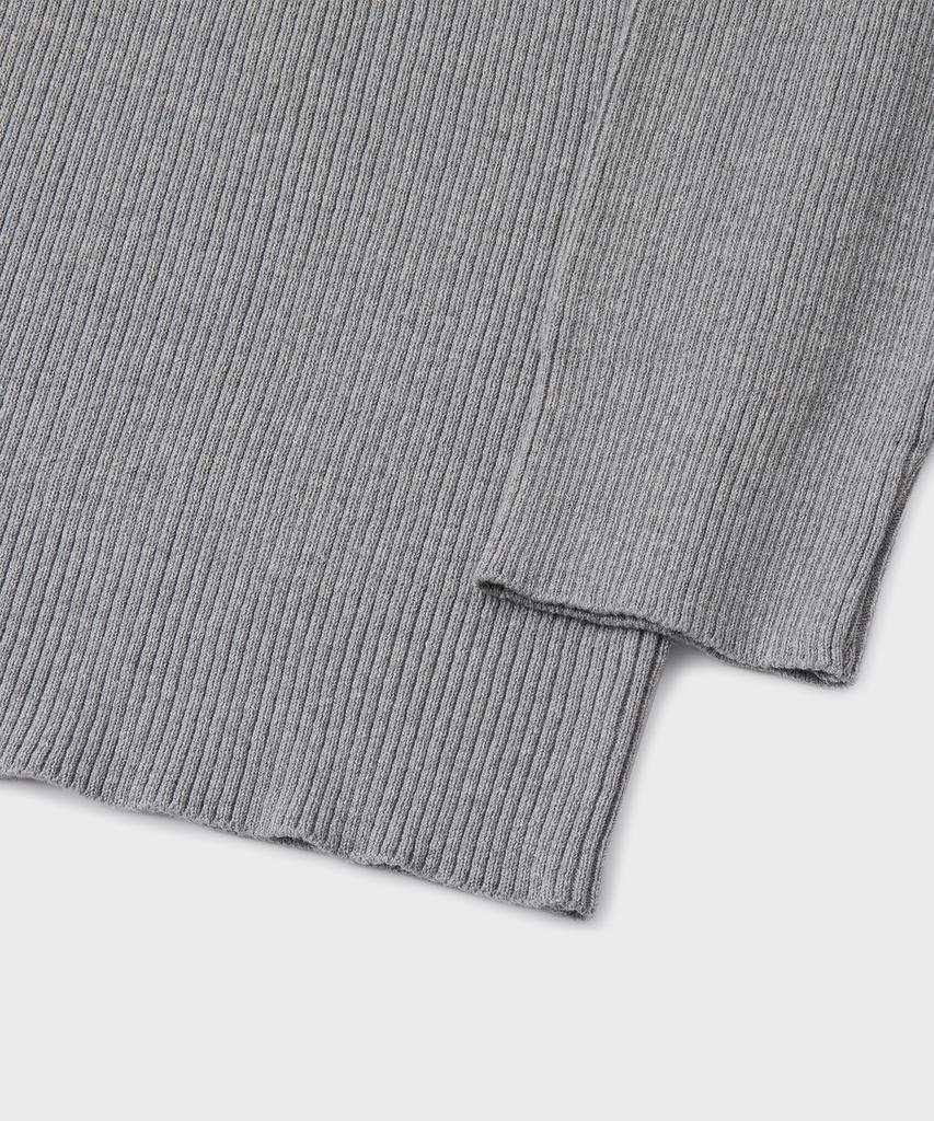 Beulaendideu Hard Twist Ribbed Henley Neck Knit [Melange Gray]