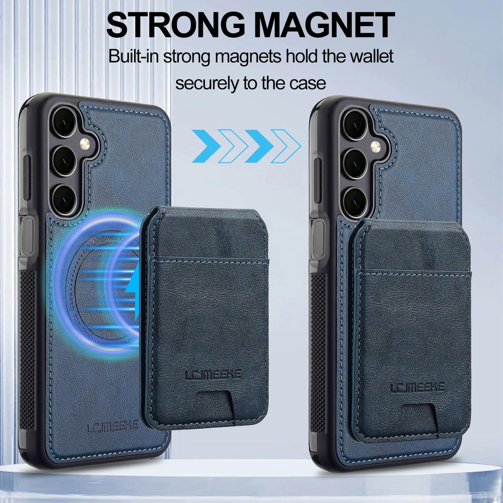 For Samsung Galaxy A55 5G Magnetic Case Detachable Card Holder Leather+TPU Mobile Cover