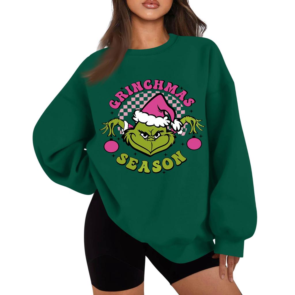 Women's Casual Fashion Long Sleeve Christmas Printed Round Neck Sweatshirt Top