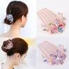 Hair Comb Flower Leaf Rhinestones Ladies Exquisite Long Lasting Hair Fork Hair Accessories