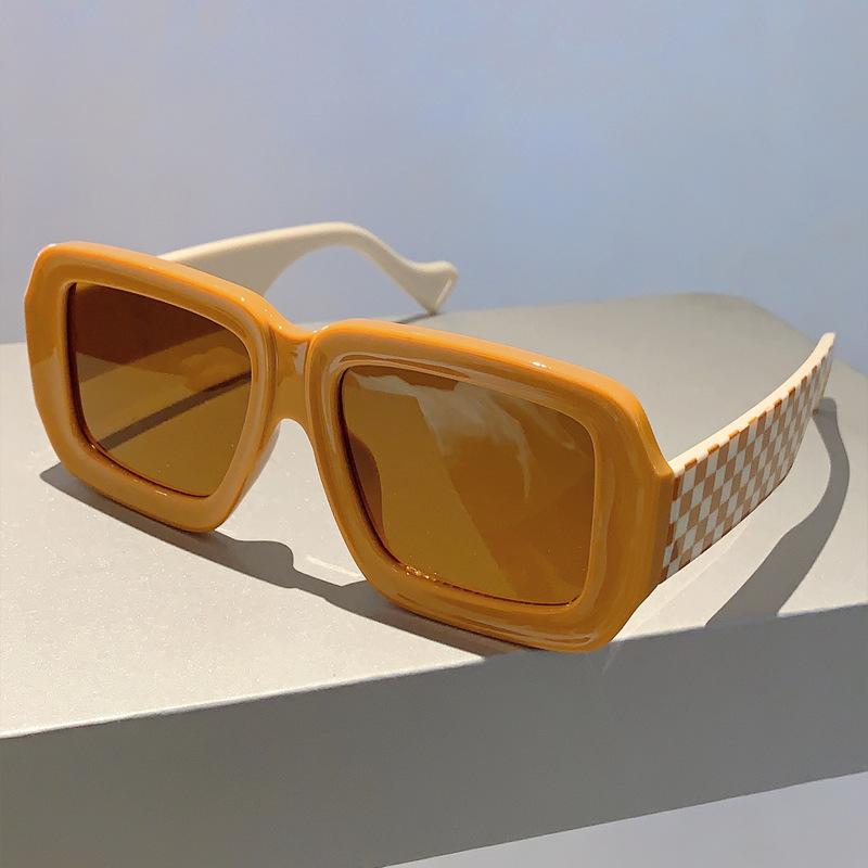 

Солнцезащитные очки женские и мужские с большой квадратной оправой, в клетку, дизайнерские, люксового бренда, винтажные розовые панк-очки, защита от УФ-лучей 400 As the picture