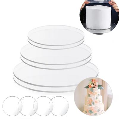2/3 ADET Yeniden Kullanılabilir Akrilik Pasta Diski Yuvarlak Katlı Pasta Dekorasyon Aracı Tabak Boş Akrilik Topper Mutlu Doğum Günü Pasta Tabanı