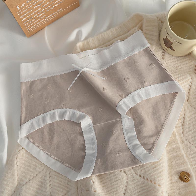 10A Antibacterial Seamless Lace Trim Cotton Women's Triangle Panties