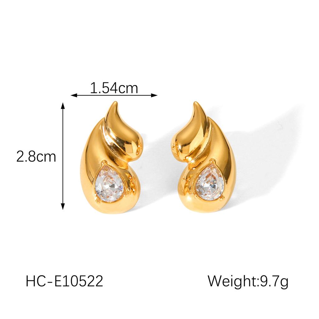18k Gold Stainless Steel Earrings, Niche Light Luxury High-end Zircon Studs, Fashionable Versatile Ear Jewelry