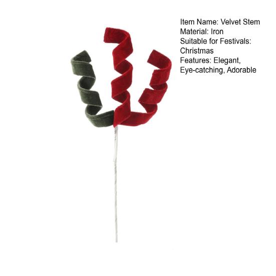 Velvet Spiral Christmas Stems Red White Green Spiral Christmas Tree Picks DIY Crafts for Wreath Fireplaces Vase Filler Holiday Ornament