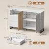 Living Room Sideboard, 2 Soft-Close Doors, 2 Drawers, Adjustable Shelf, White and Oak