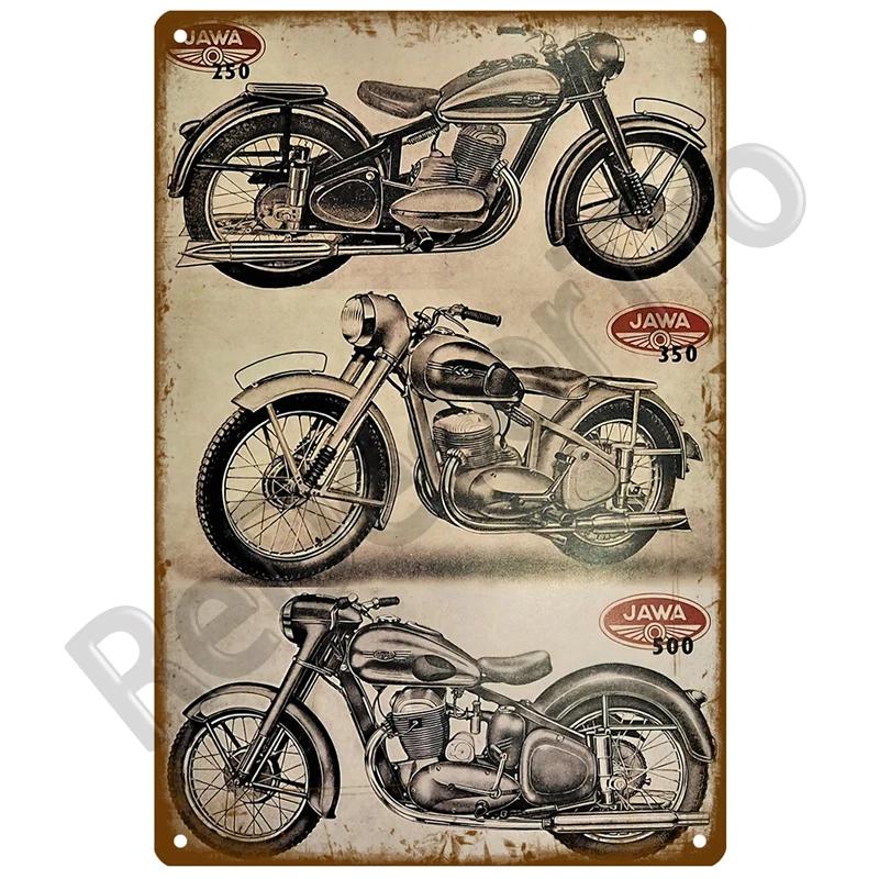 JAWA Vintage Nástěnný Plakát Vintage Retro Nástěnný Domácí Restaurace Dekorace Plaketa Kovová Nástěnná Dekorace Umění Kovová Značka Plechová Značka Talíř