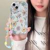 Fashion Flower Leaf With Lanyard CaseFor iPhone 14 13 Plus 12 Pro Max Mini X XS XR 7 8 Soft Transparent Silicone Wave Side Cover